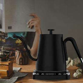 Hervidor eléctrico inteligente Digital negro de 1350W para café, té, Control de temperatura, Hervidor eléctrico con cuello de cisne