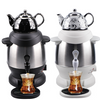 Gran oferta, tetera Samovar doble de acero inoxidable de Medio Oriente, juego de tetera eléctrica esmaltada de Samovar turco, tetera de agua de ebullición rápida 