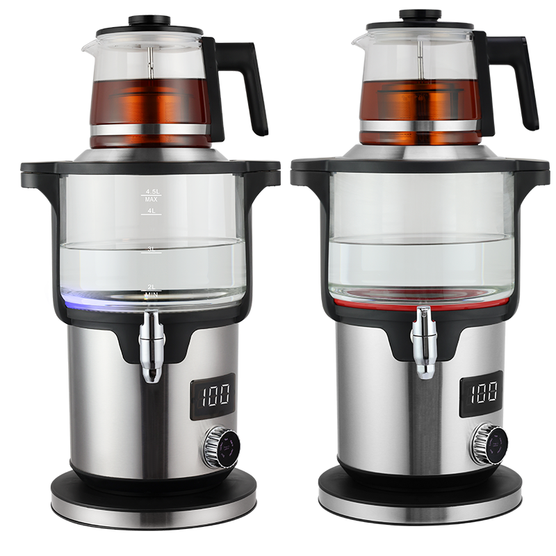 Máquina para hacer té inteligente de doble capa, 4,5 + 1,1l, perilla doméstica de 2000W, hervidor de té turco, hervidores eléctricos inalámbricos para hervir agua
