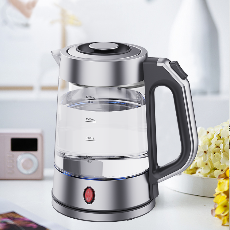 Electrodomésticos1.7l 1850w Velocidad de ebullición de agua Hervidor eléctrico Hervidor eléctrico de vidrio de borosilicato alto Fabricante de té