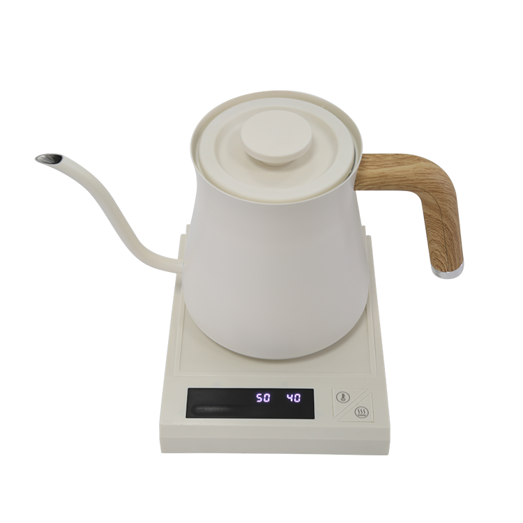 Cafetera eléctrica con Control de temperatura Variable de 0,7l, tetera blanca para preparar café, tetera para café inoxidable
