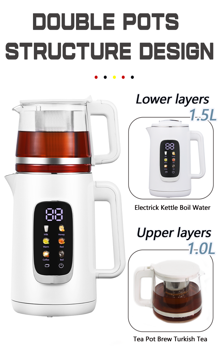 Hervidor eléctrico de 1,5 L+tetera de 1,1 L