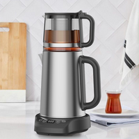 Nueva llegada 1500W 304 acero inoxidable de vidrio turco hervidor eléctrico 2 in1 samovar tea fabricante de té con base de pantalla táctil