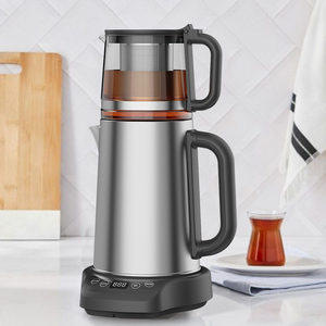 Nueva llegada 1500W 304 acero inoxidable de vidrio turco hervidor eléctrico 2 in1 samovar tea fabricante de té con base de pantalla táctil
