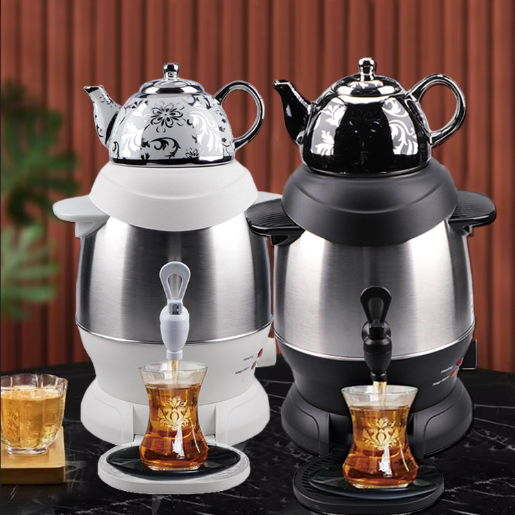 YUEKON-TETERA de té turca Samovar rusa, tetera eléctrica de gran capacidad de 5L con Tetera de cerámica