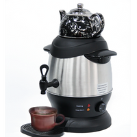 Tetera profesional de acero inoxidable con doble Samovar, juego de tetera eléctrica esmaltada, tetera Samovar, función de mantenimiento del calor 