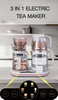 Hervidor de vidrio multifuncional de 1500W, hervidor doble inalámbrico inteligente, tetera eléctrica, juego de cafetera, Control Digital de temperatura