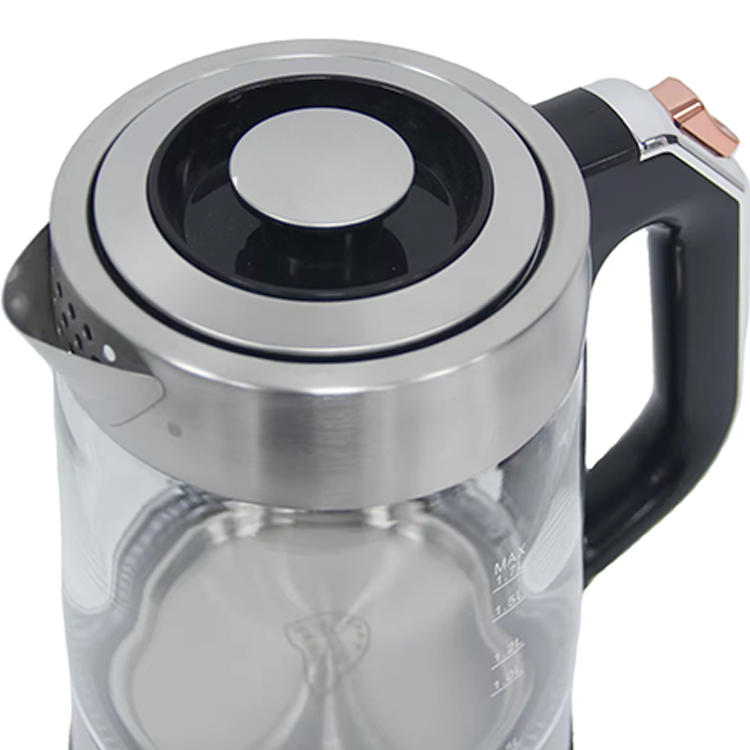 YUEKON Venta Caliente 1.7l Apagado Automático Tetera Eléctrica Tetera de Vidrio Eléctrica Con Led Azul