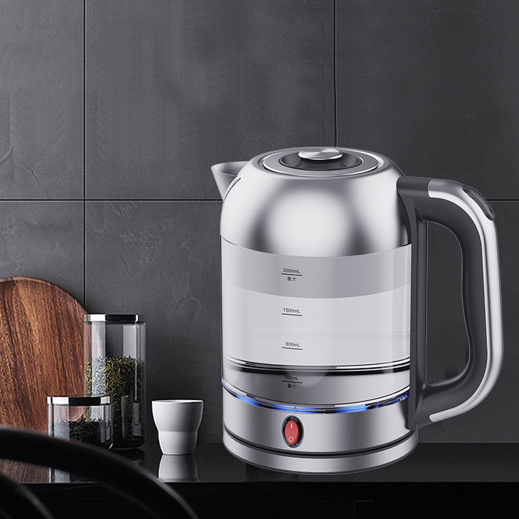 Hervidor de agua eléctrico para cocina y electrodomésticos, tetera de cristal eléctrica de ebullición rápida, portátil, 2,0l 