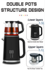 Yuekon 1.5L+1.1L Cerneras electrónicas de vidrio Hervidor de vidrio y tetera 2 pulgadas fabricante de té de doble capa con control de temperatura