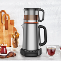Aparato doméstico OEM Custom Electric Glass Kettle Tea Té Maker Maker Machine 2.0L+1.1LdOuble Heta de acero inoxidable y tetera 