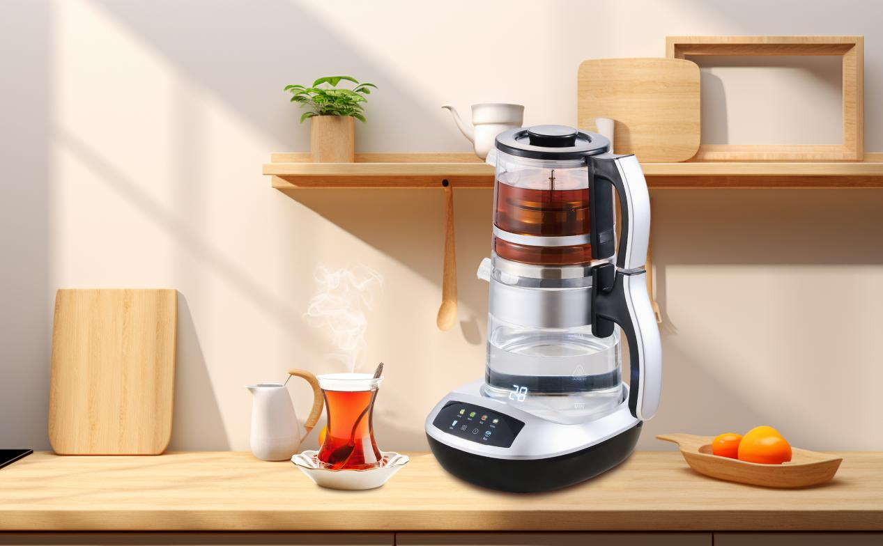 Creador de té con proyección digital