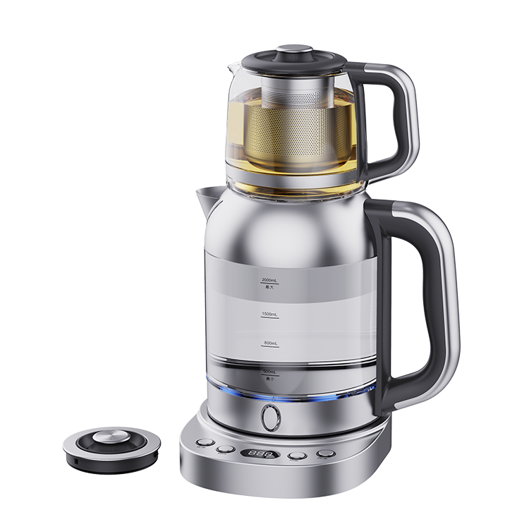 Tetera turca con pantalla Led CE, tetera eléctrica de 2,0l con filtro de vidrio, tetera y cafetera 