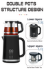 Hervidor moderno de doble pared de 1500w, Base de 360 ​​grados, 1,5l + 1,1l, Hervidor eléctrico inteligente de doble capa con tetera pequeña