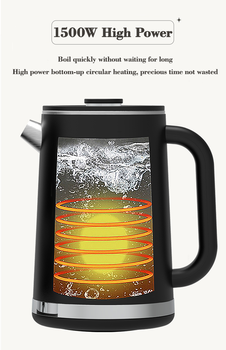Yuekon 1.5L+1.1L Cerneras electrónicas de vidrio Hervidor de vidrio y tetera 2 pulgadas fabricante de té de doble capa con control de temperatura