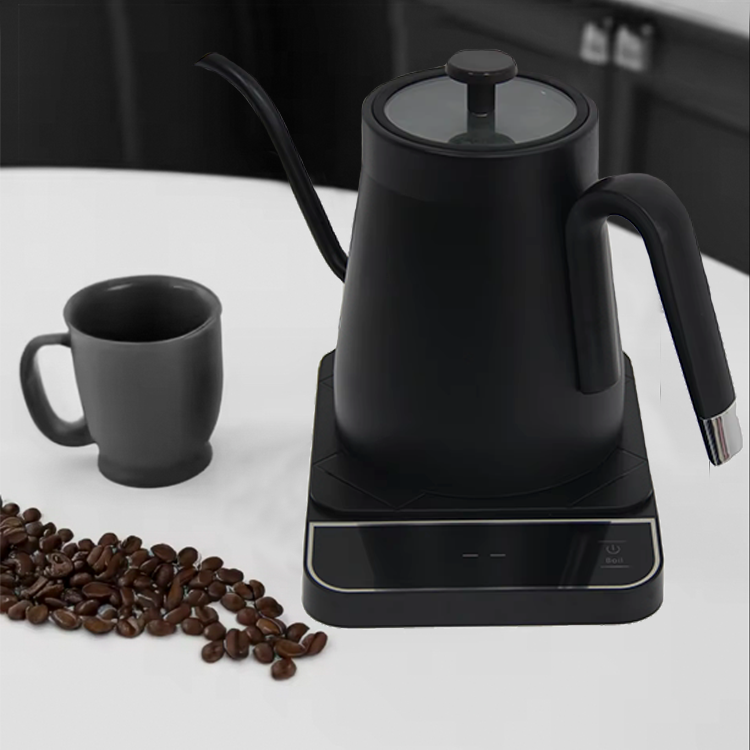 Hervidor eléctrico inteligente Digital negro de 1350W para café, té, Control de temperatura, Hervidor eléctrico con cuello de cisne