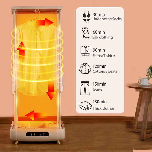Secador de ropa plegable portátil automático, máquina secadora de ropa con ciclo de flujo de calor de 360 ​​° para el hogar