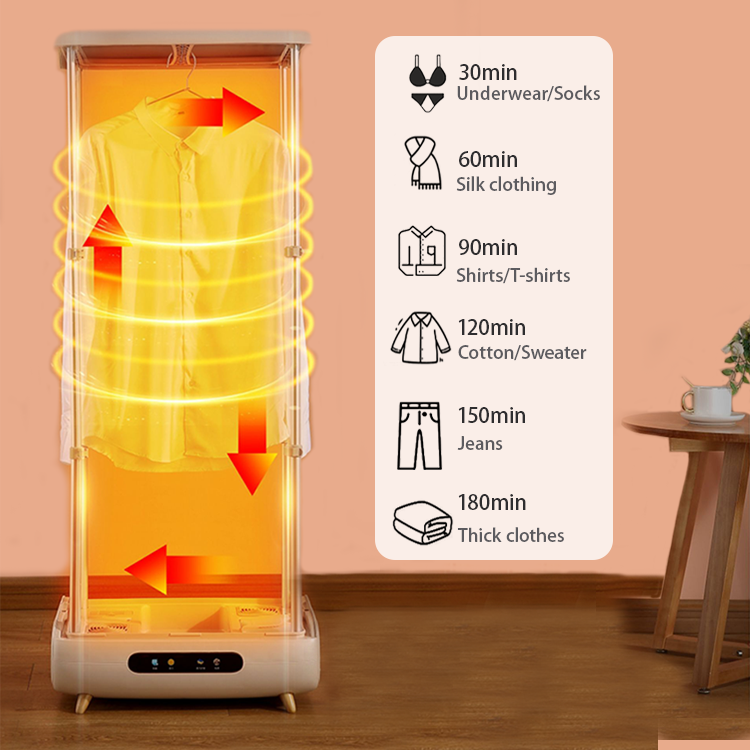 Secador de ropa plegable portátil automático, máquina secadora de ropa con ciclo de flujo de calor de 360 ​​° para el hogar