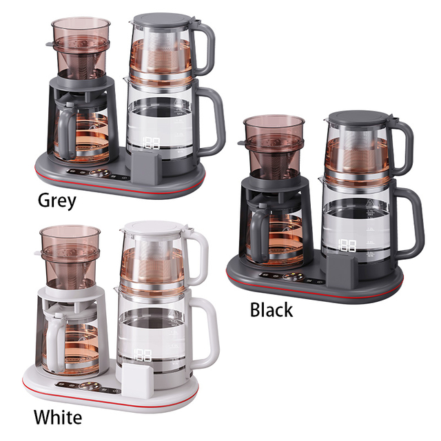 Hervidor de vidrio multifuncional de 1500W, hervidor doble inalámbrico inteligente, tetera eléctrica, juego de cafetera, Control Digital de temperatura