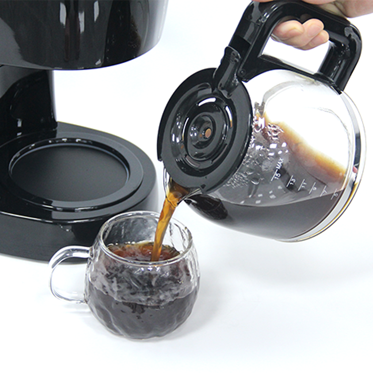 650W Apagado automático 1.5L 5-10 taza Cafetera espresso eléctrica por goteo Negro