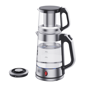  Tetera de cristal 2 en 1 combinada Samovar doble, tetera de 1,7 L + 1,0 L con cuerpo de cristal, electrodoméstico de cocina 