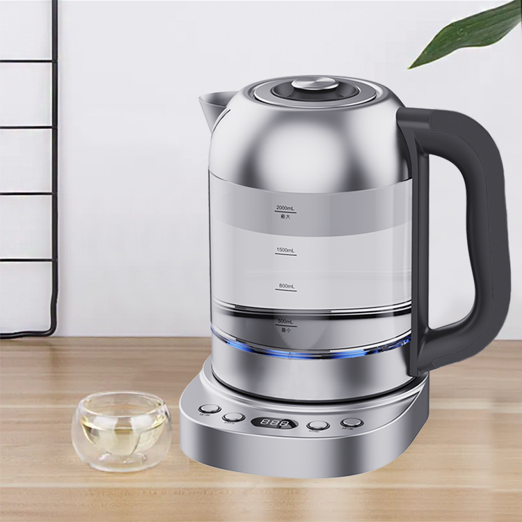 Hervidor eléctrico de vidrio de borosilicato alto, jarra inalámbrica de 2,0l con Control Digital en Base giratoria 360, Hervidor eléctrico de vidrio inteligente