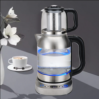 Hervidor de agua de cristal ruso de 2,0l, juego de té doble Digital CB CE, tetera turca, hervidor de té eléctrico con infusor, Popular 