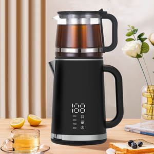 Hervidor moderno de doble pared de 1500w, Base de 360 ​​grados, 1,5l + 1,1l, Hervidor eléctrico inteligente de doble capa con tetera pequeña