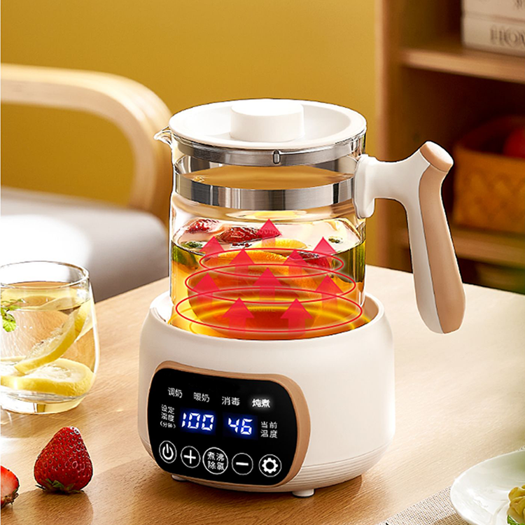 Hervidor de té caliente de alta calidad, 1,3l, termostato, modulador, fórmula, calentador de leche, Hervidor eléctrico de vidrio