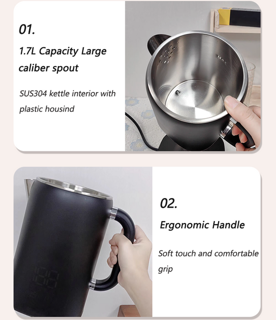 Nuevo diseño 1,7+1.1l cafetera con filtro hervidor eléctrico de acero inoxidable turco Samovar para té