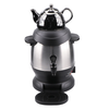 Nuevo estilo, juego de tetera Samovar árabe, olla de cerámica, tetera doble de acero inoxidable, tetera eléctrica Samovar con olla de cerámica 