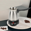 Cafetera árabe turca de Color plateado, cafetera Espresso Mocha de 0,5 l, hervidor de café pequeño de acero inoxidable con mango