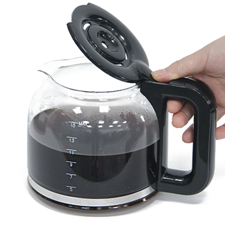650W Apagado automático 1.5L 5-10 taza Cafetera espresso eléctrica por goteo Negro