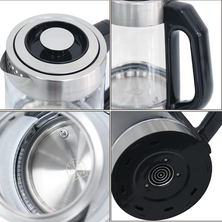 YUEKON Diseño Hervidor de vidrio doble Interruptor automático Control de temperatura 2 en 1 Máquina de té turco Samovar eléctrico