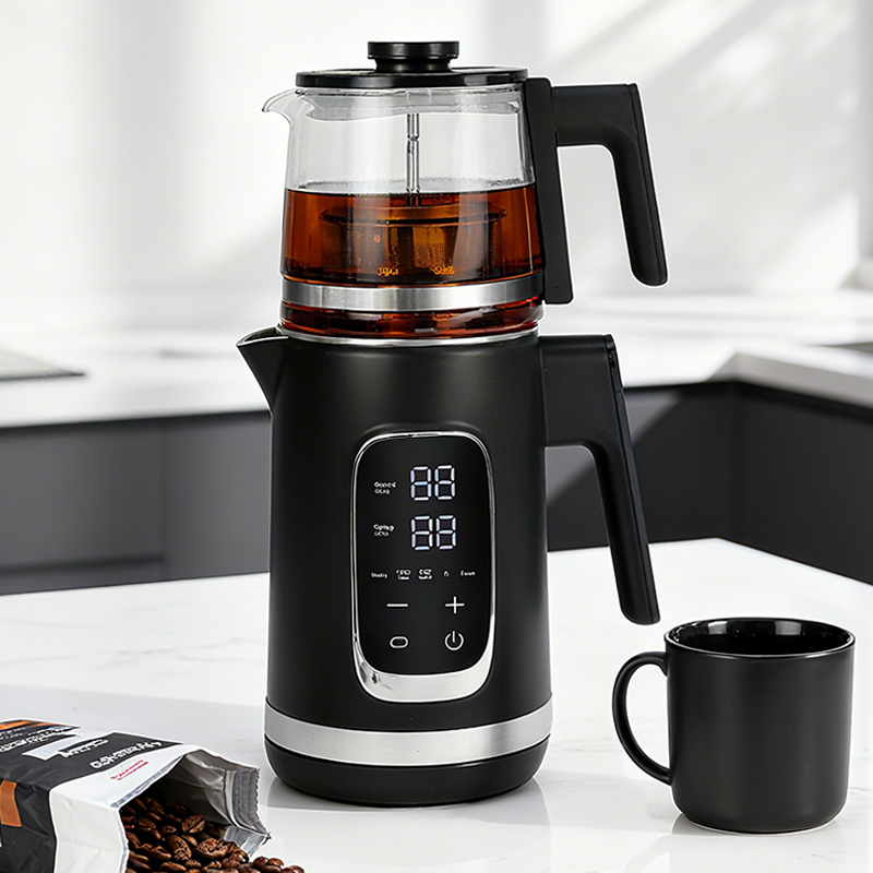 Electrodomésticos de cocina inteligentes, olla de ebullición eléctrica con Control Digital, hervidor doble de 1,5 + 1,1 L, hervidor inalámbrico con tetera