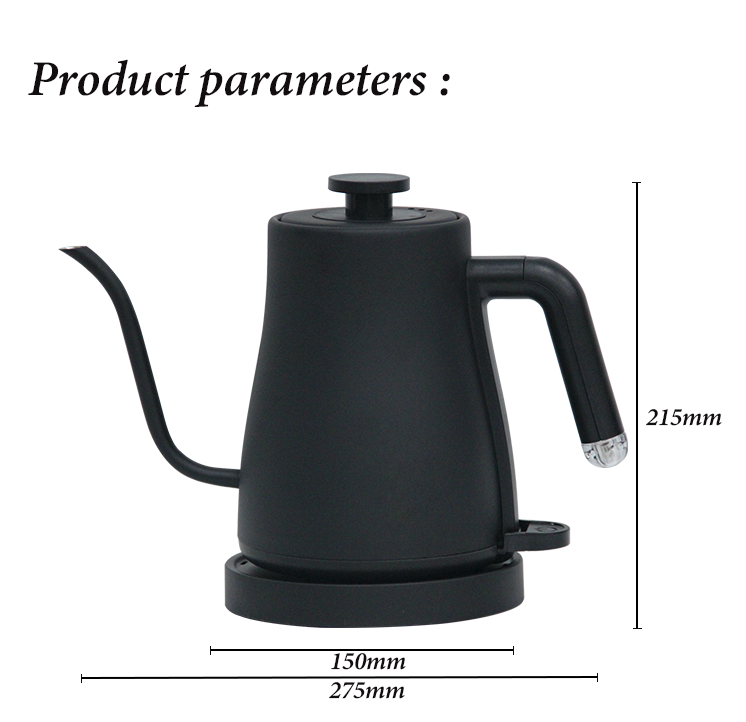 Pote eléctrico portátil de la caldera del café del cuello de cisne del acero inoxidable 304 del control de temperatura 1500W 1,0 L